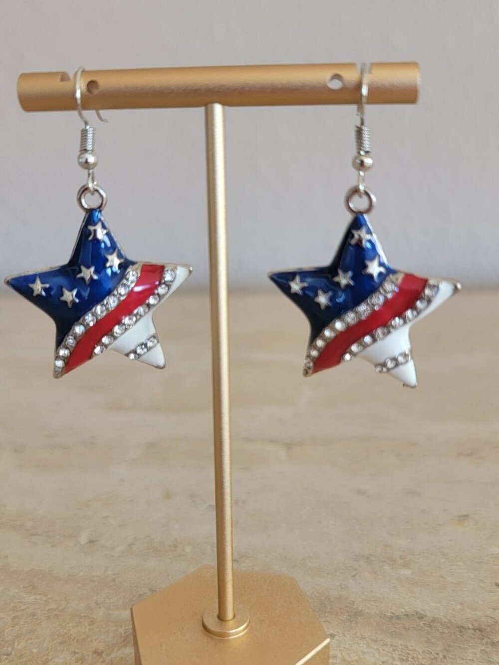 4th of July Patriotic Dangle Earrings for Women American Star NEW